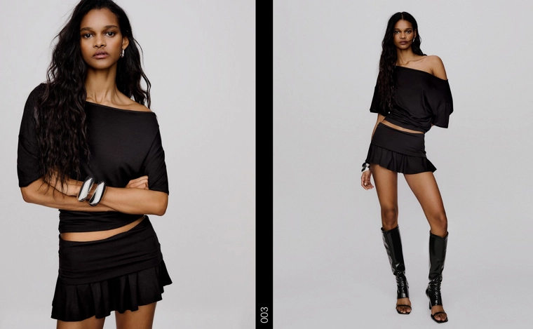 Мини-юбка клеш с двойным поясом