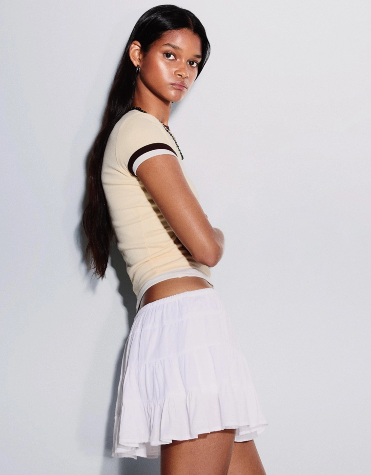 Мини-юбка с поясом-бантом