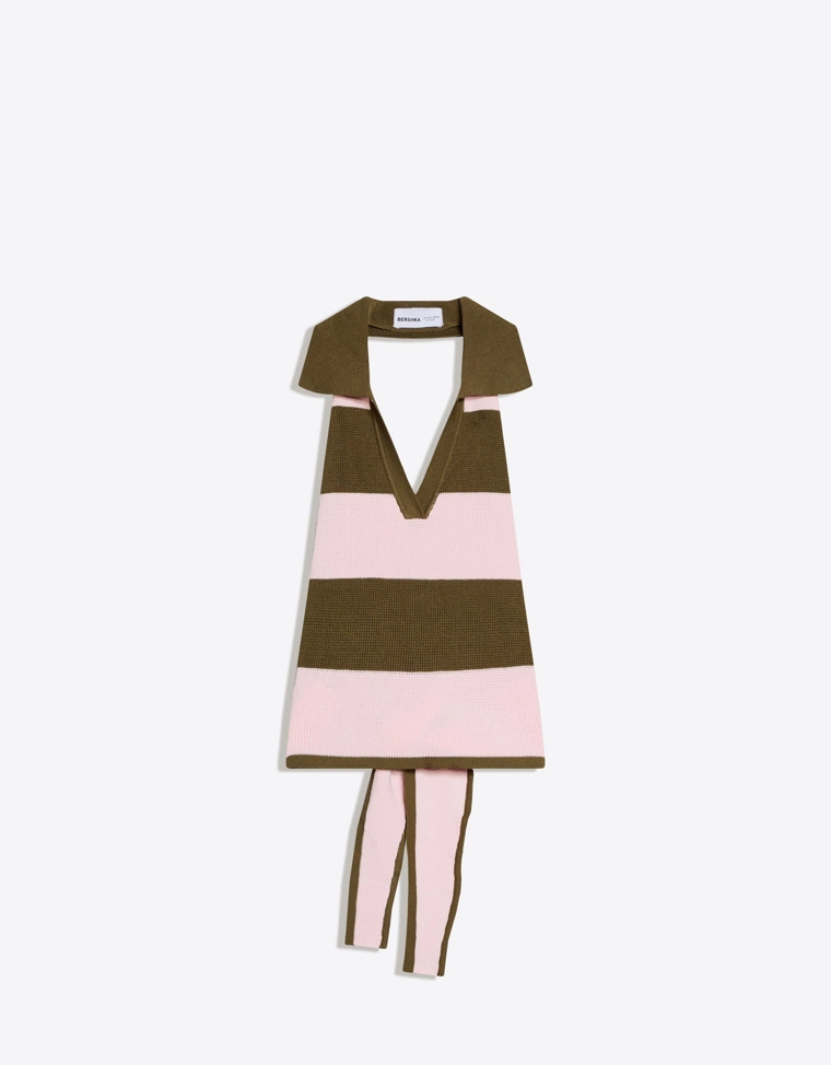 Топ с воротником-поло и узлом на спине