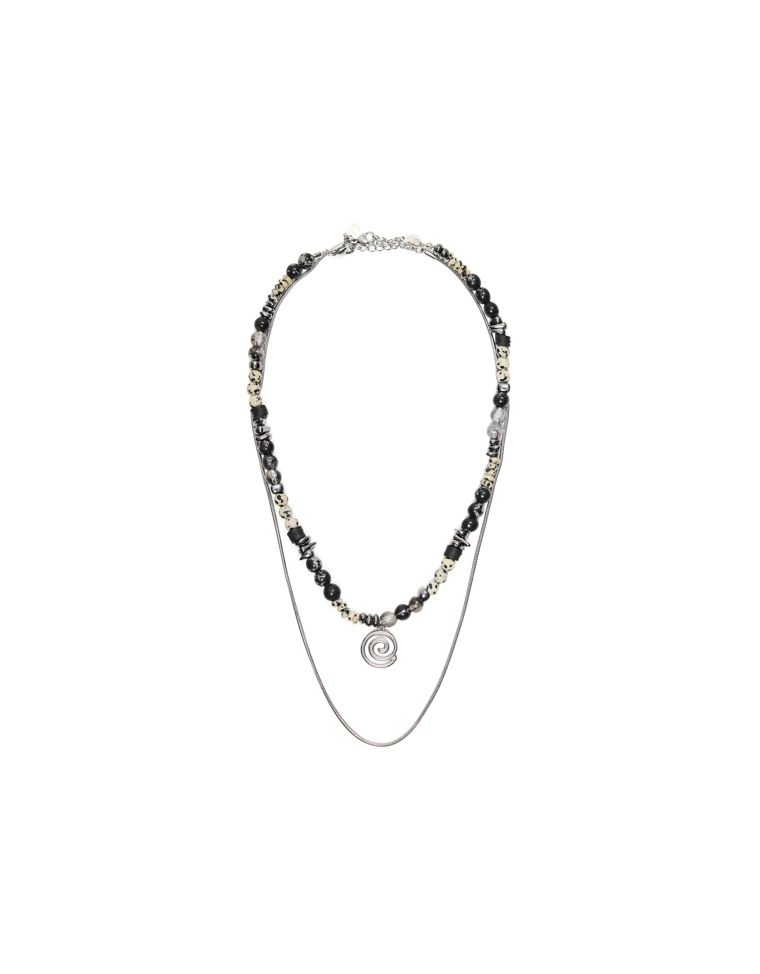 Ожерелье из камня и нержавеющей стали