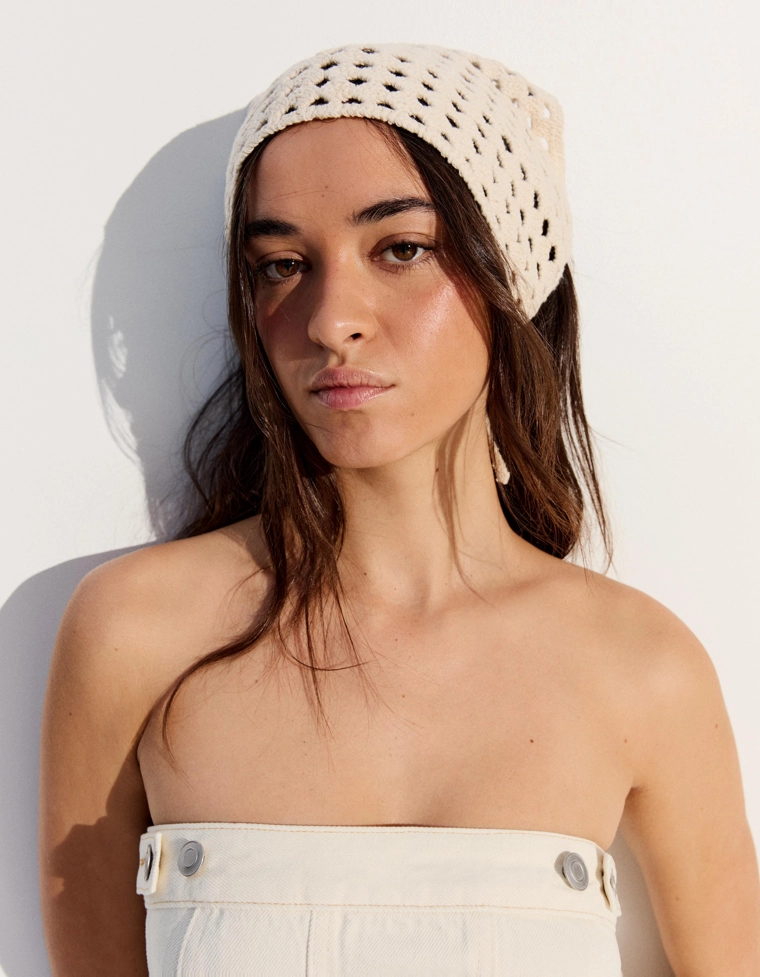 Бандана из кроше с мехом