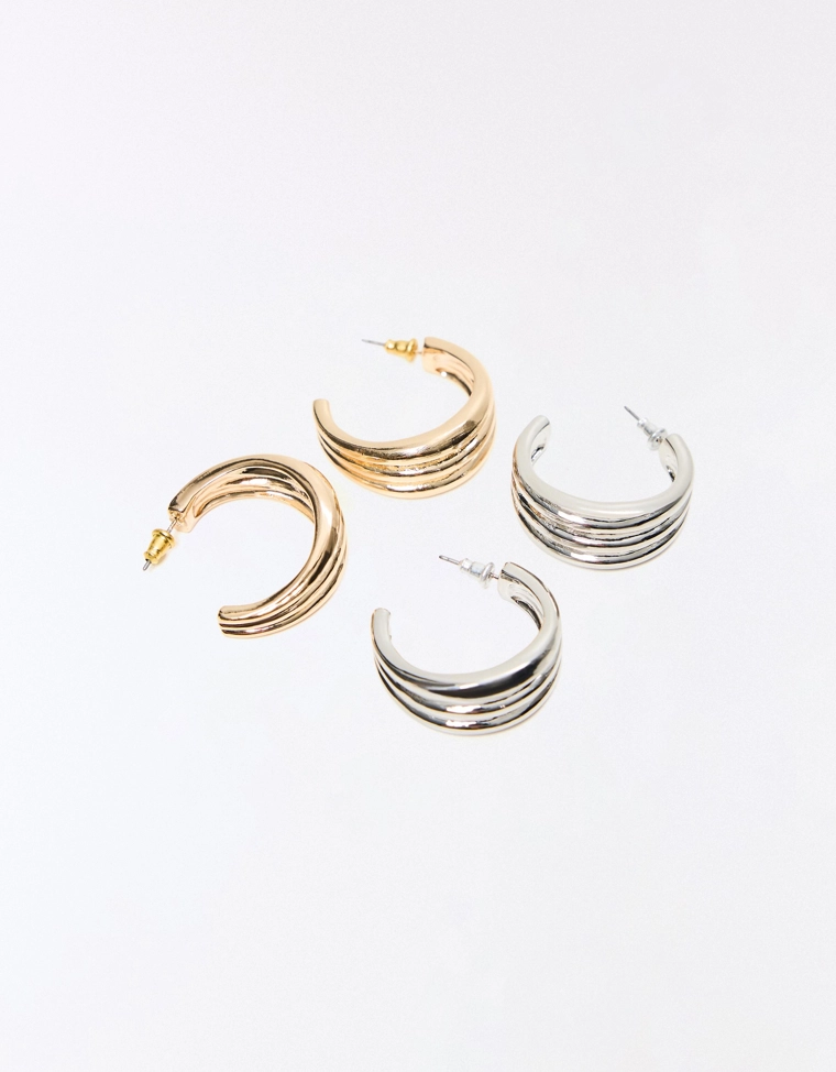 Набор серег-колец с рельефом