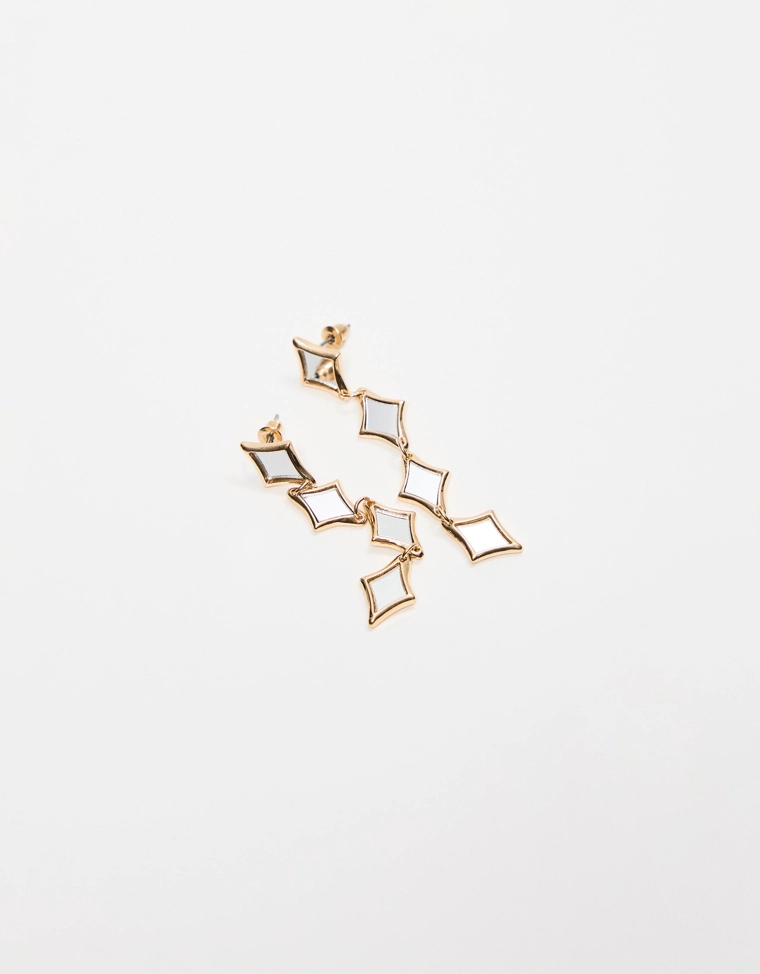 Каскадные серьги с зеркальными элементами