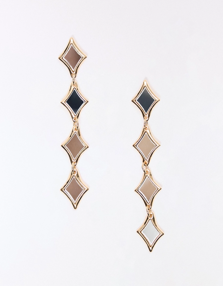 Каскадные серьги с зеркальными элементами