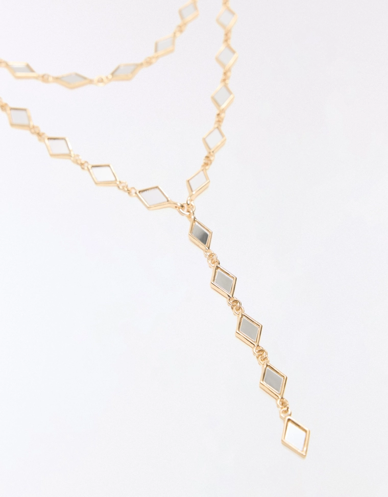 Ожерелье-лариат с зеркальными подвесками