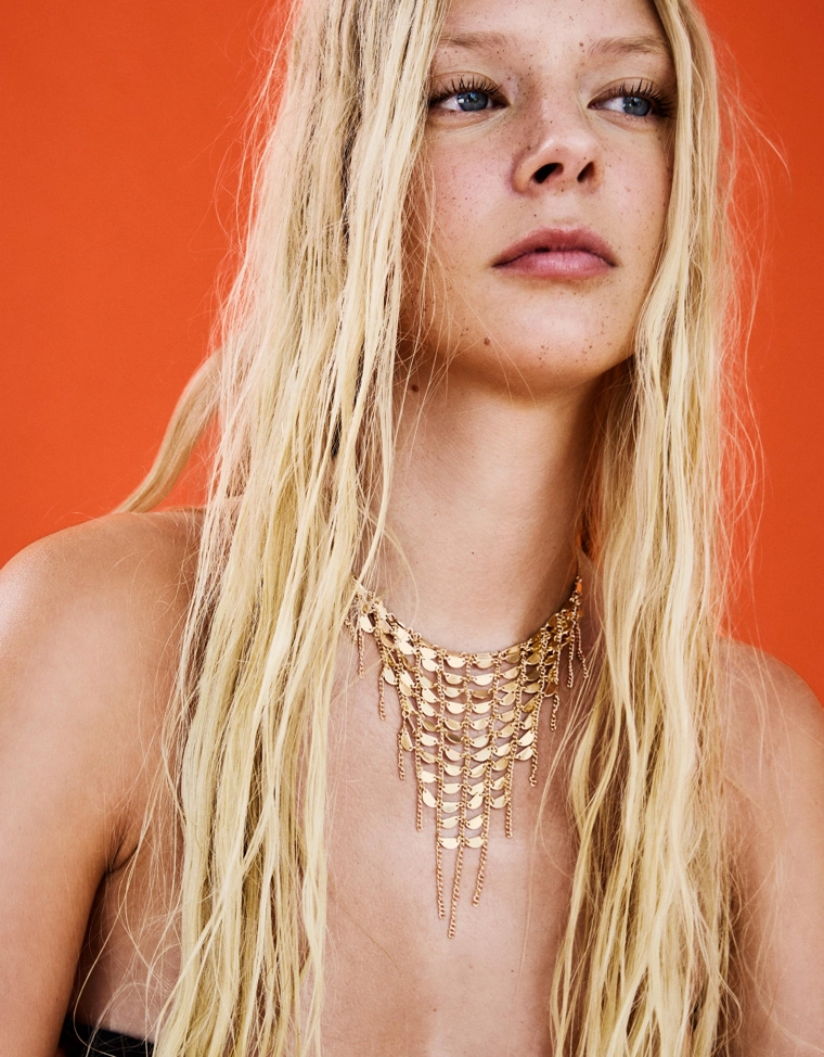 Ожерелье-каскад с зеркальными вставками