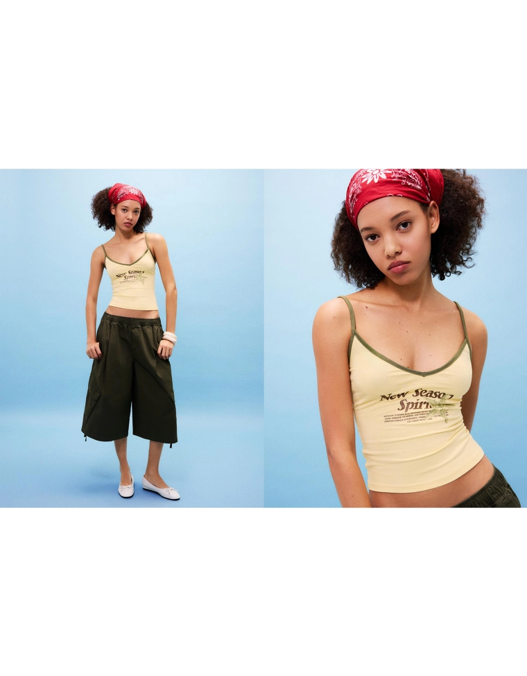 Топ из ткани с принтом на бретелях