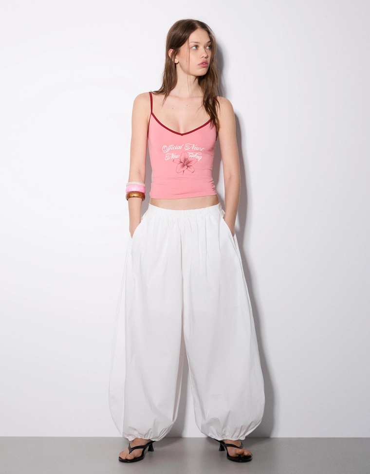 Топ из ткани с принтом на бретелях