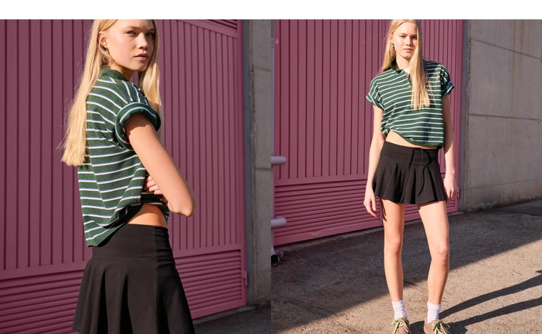 Мини-юбка-шорты с поясом на завязках