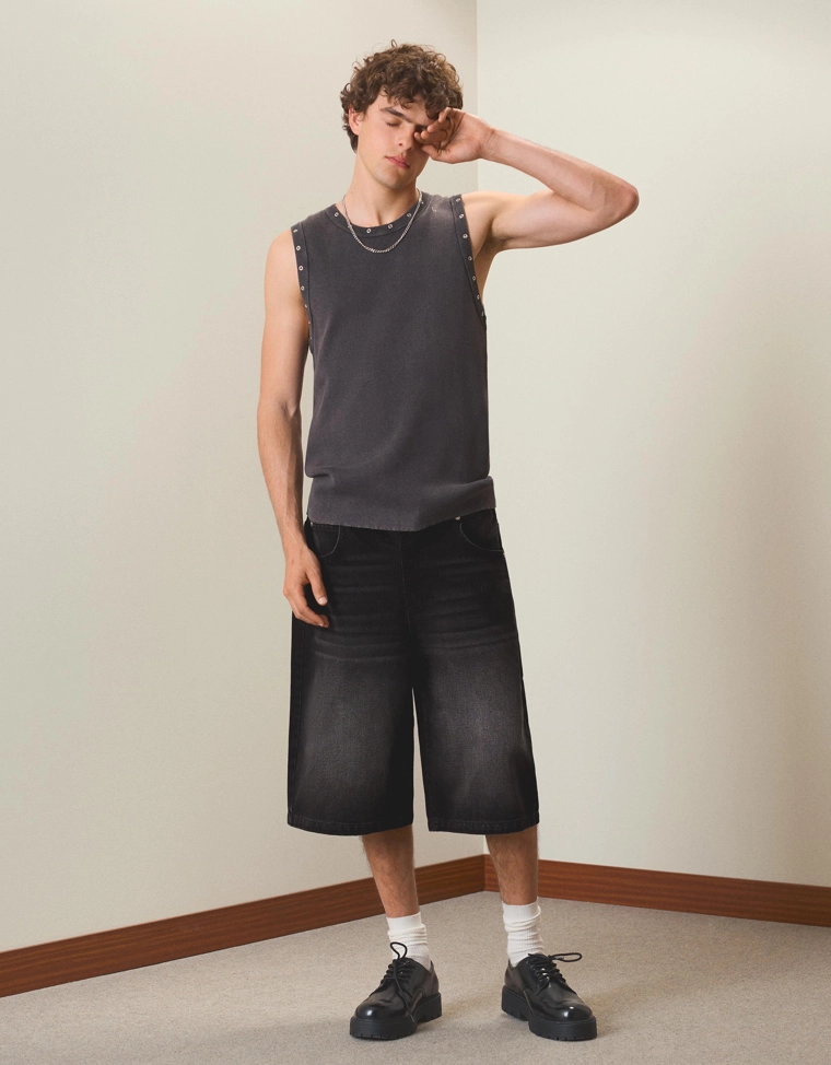 Джинсовые шорты-бермуды свободного кроя