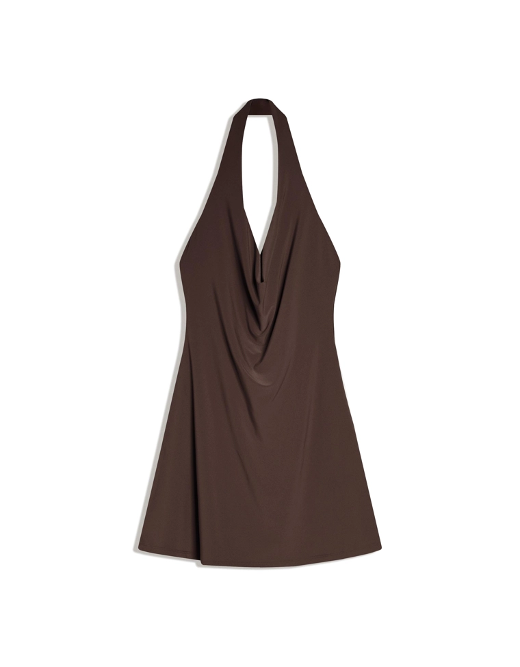 Платье мини с горловиной халтер