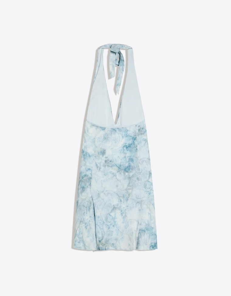 Мини-платье с горловиной халтер и принтом