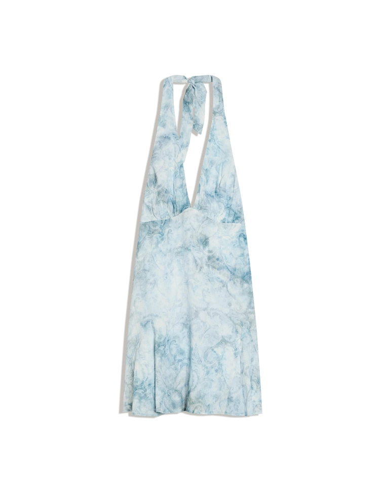 Мини-платье с горловиной халтер и принтом