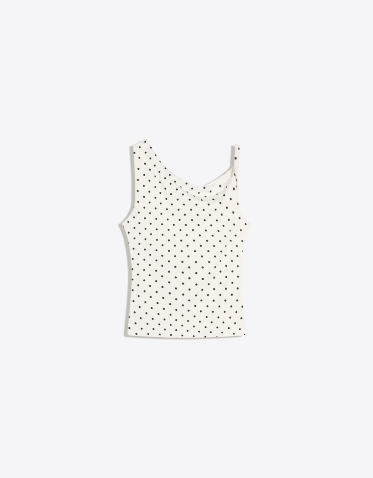 Топ асимметричного кроя в горошек