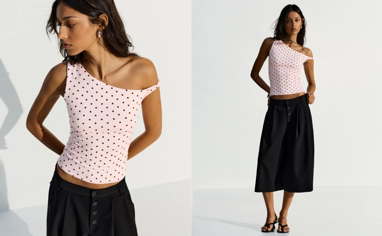 Асимметричный топ в горошек