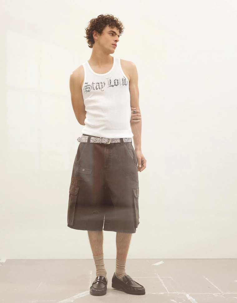 Майка в рубчик с принтом