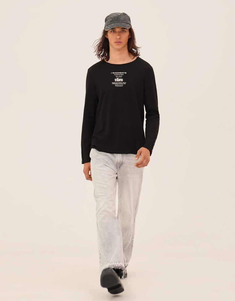 Футболка кроя slim с длинными рукавами и принтом