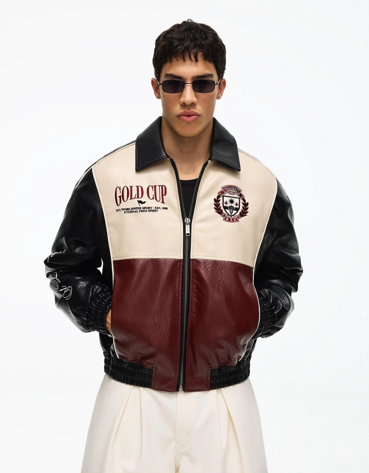 Куртка из искусственной кожи с графическим принтом