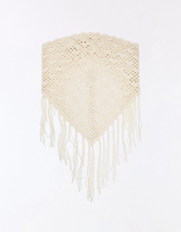 Юбка-парео из кроше с бахромой