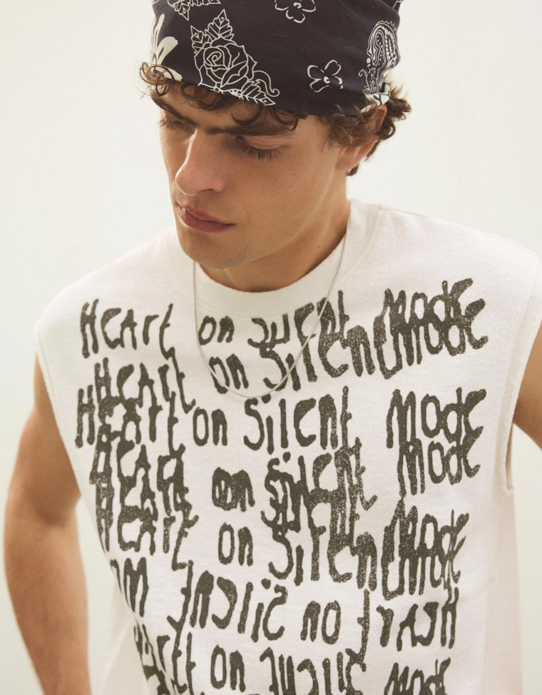 Майка на бретелях с принтом