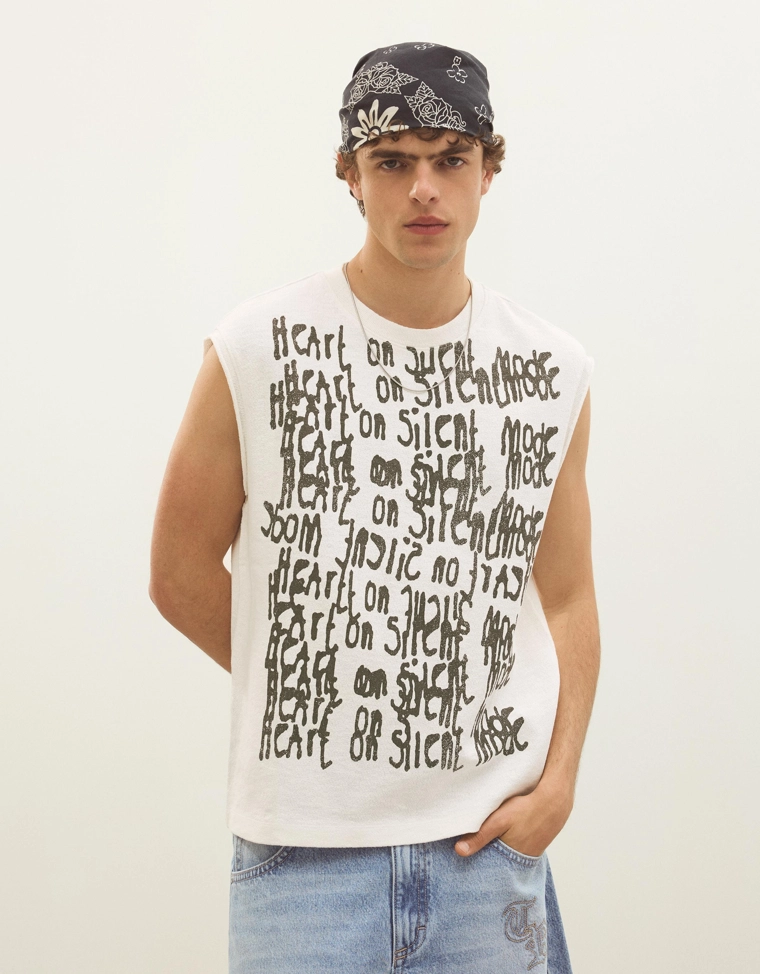 Майка на бретелях с принтом