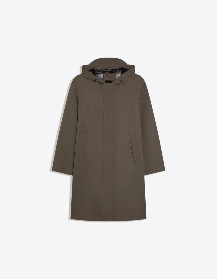 Тренч из водоотталкивающей и ветрозащитной ткани с капюшоном
