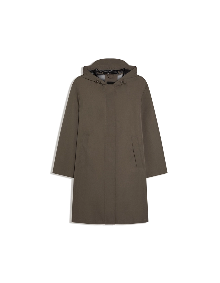 Тренч из водоотталкивающей и ветрозащитной ткани с капюшоном