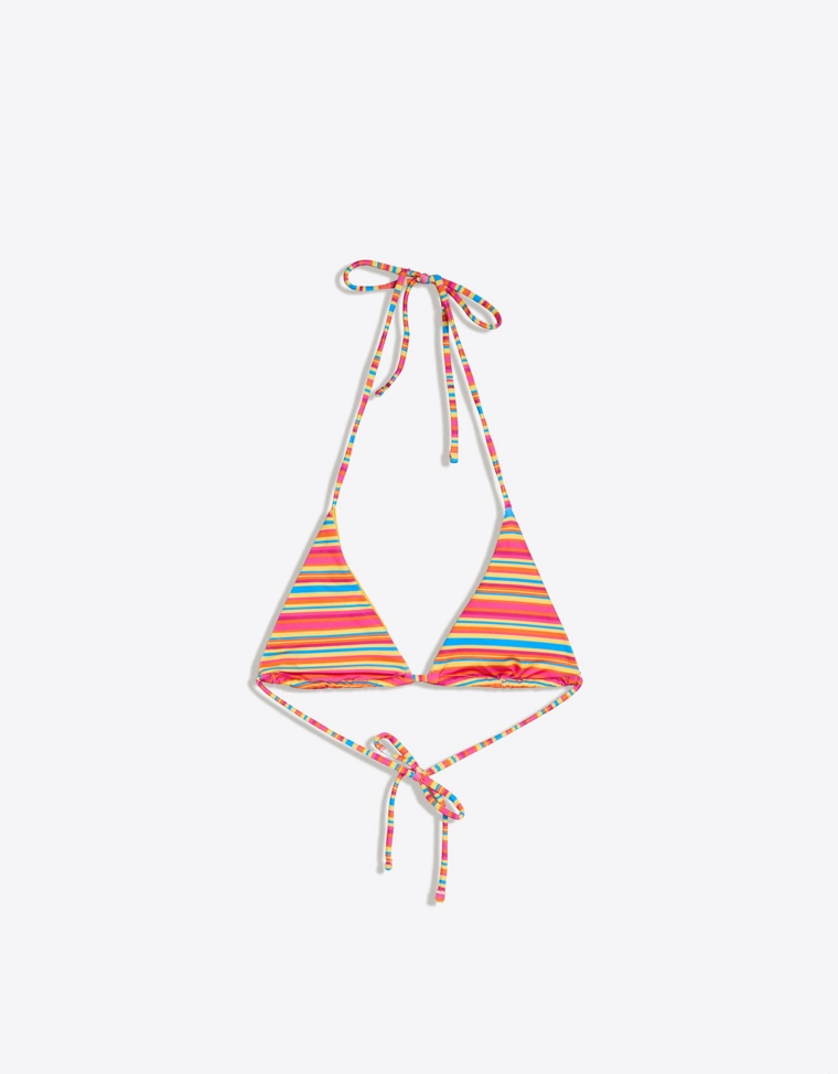 Бюстгальтер бикини с горловиной халтер в полоску