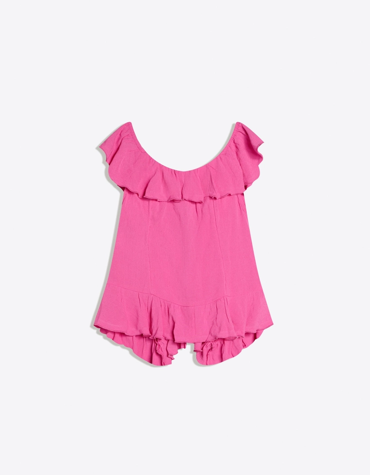 Топ с открытыми плечами и воланами