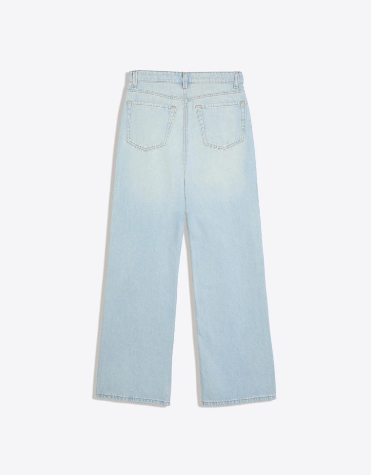 Джинсы прямого кроя со стразами и высокой посадкой