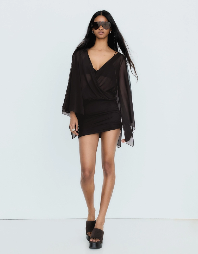 Мини-платье с рукавами-воланами