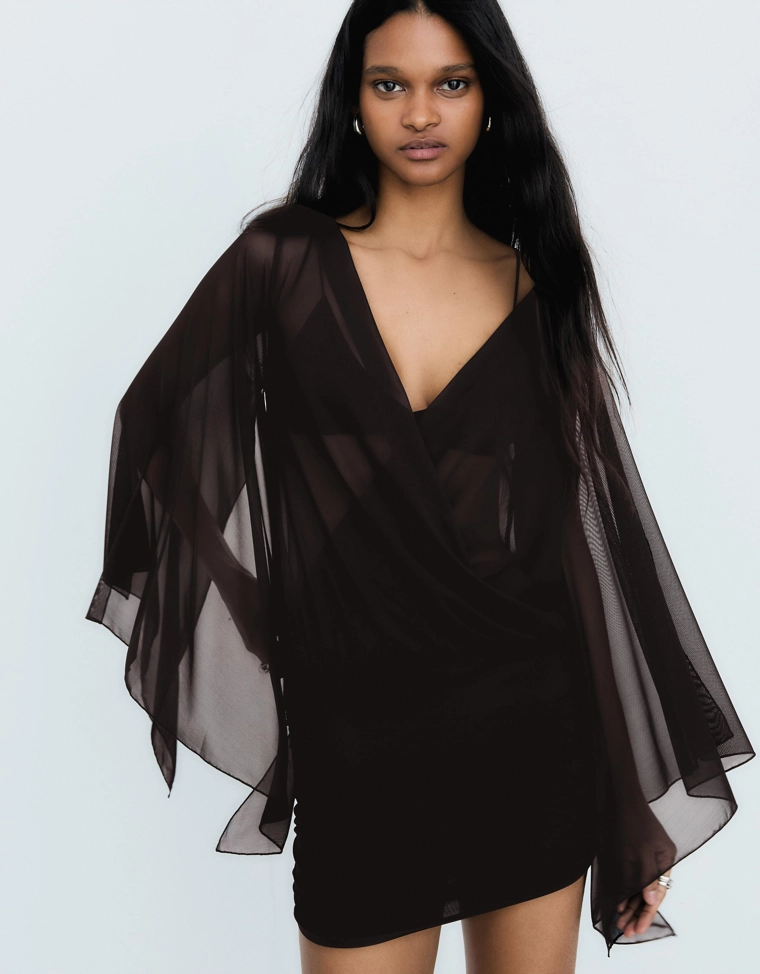 Мини-платье с рукавами-воланами