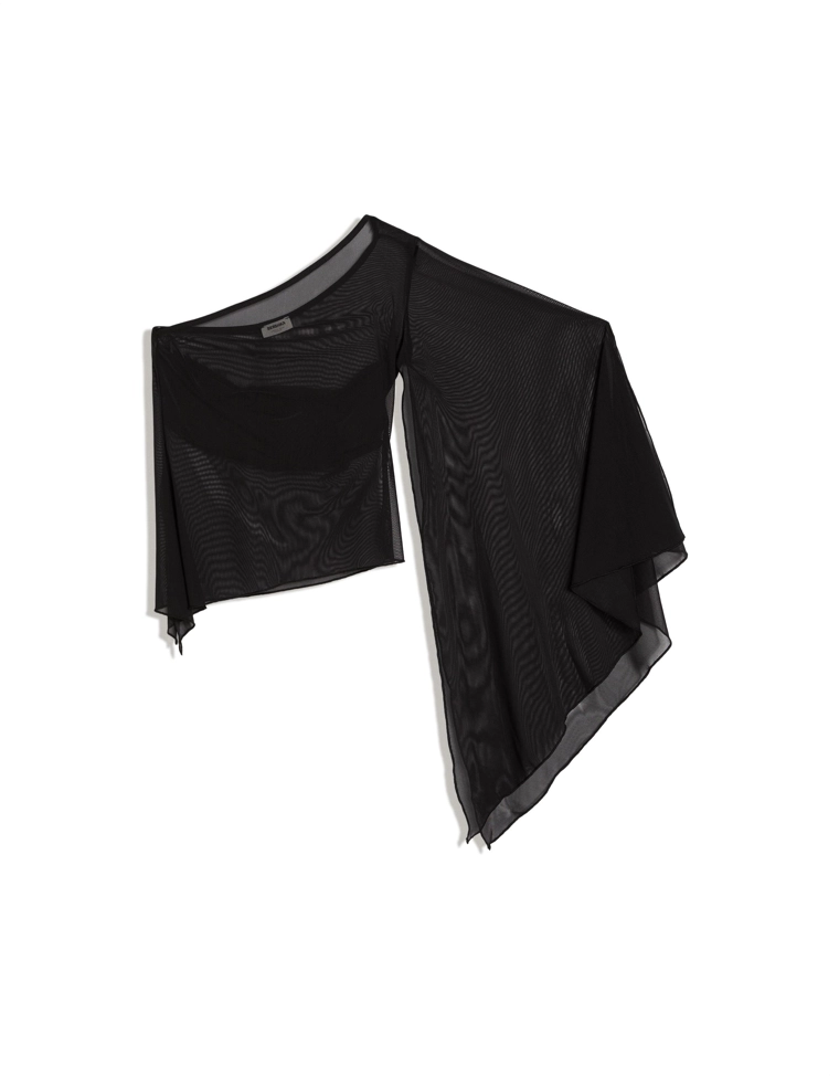 Асимметричный топ из полупрозрачной ткани