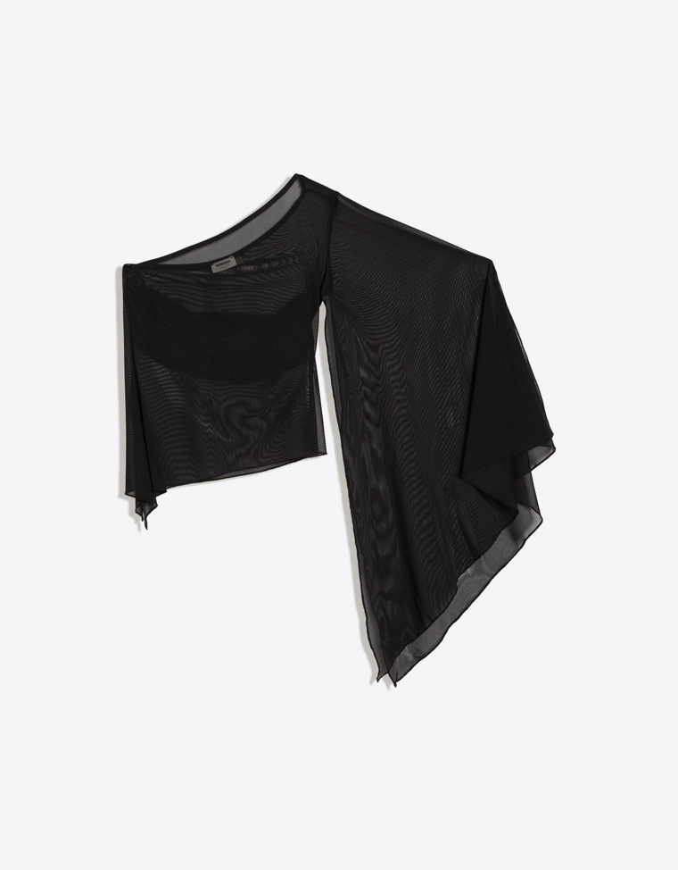 Асимметричный топ из полупрозрачной ткани