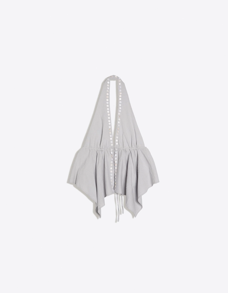 Топ с горловиной халтер на пуговицах