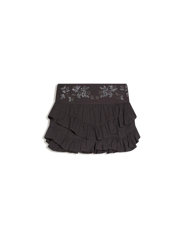 Мини-юбка с воланами и блестящей отделкой