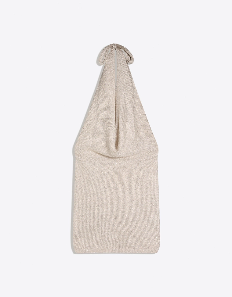 Мини-платье с горловиной халтер и пайетками