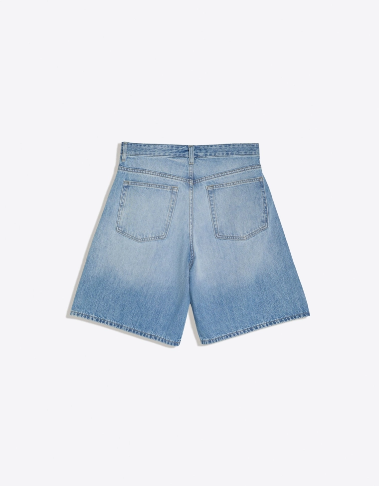 Джинсовые бермуды с перекрестным поясом