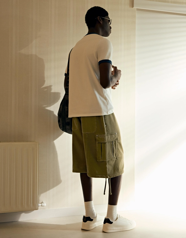 Шорты джинсовые карго с эффектом потертости