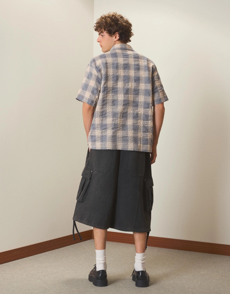 Шорты джинсовые карго с эффектом потертости