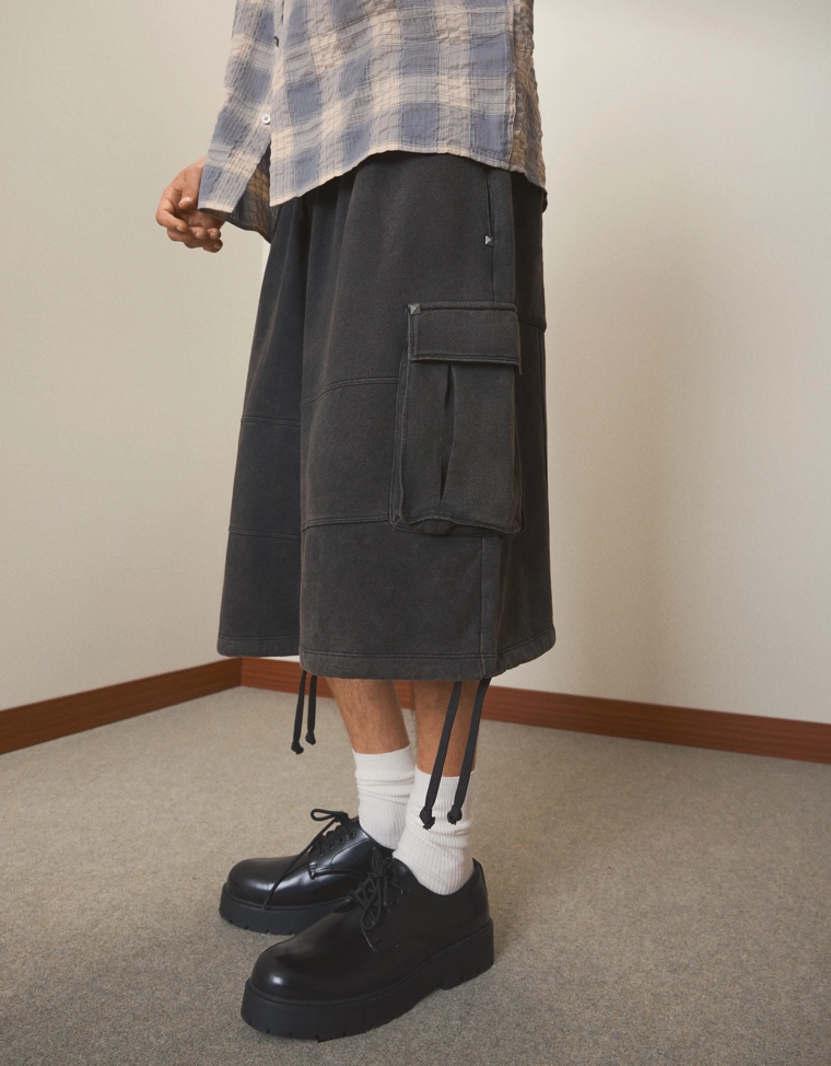 Шорты джинсовые карго с эффектом потертости