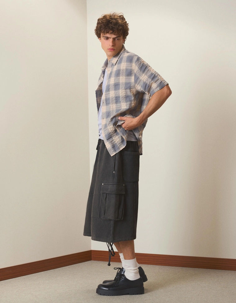 Шорты джинсовые карго с эффектом потертости