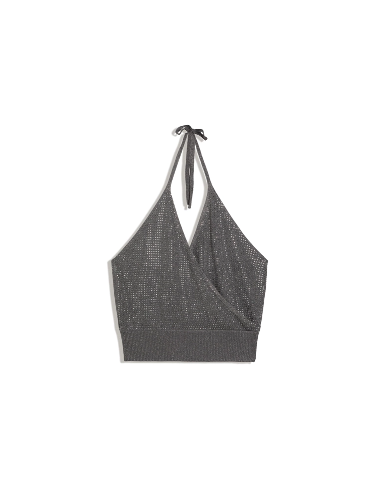 Топ с горловиной халтер с блеском