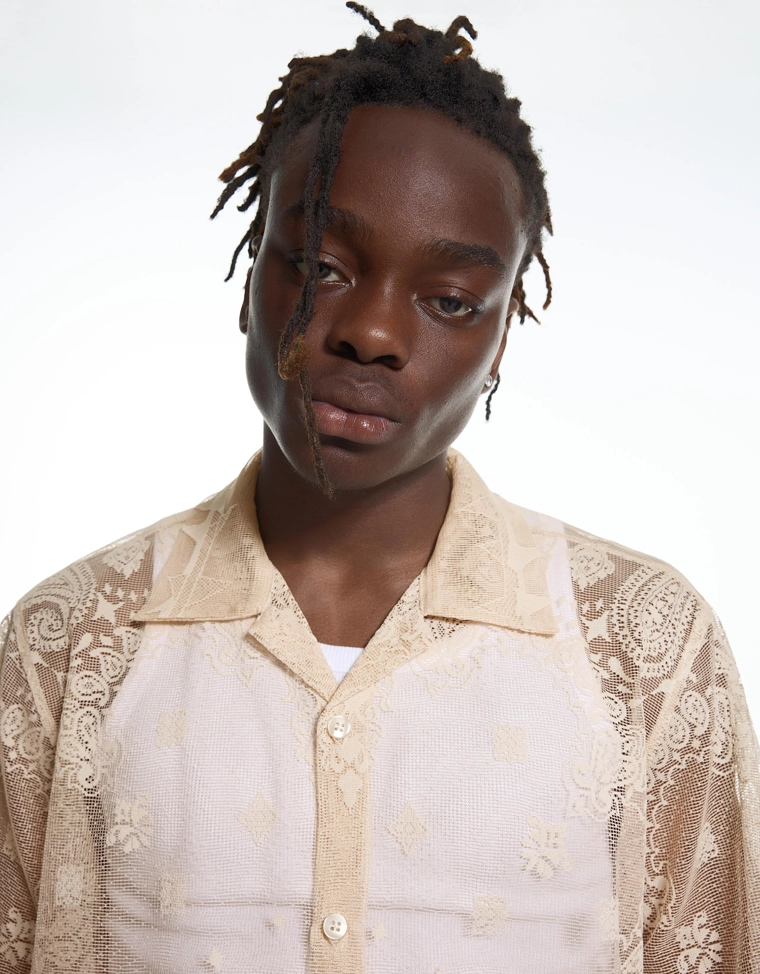 Кружевная рубашка с короткими рукавами ARIES X BERSHKA