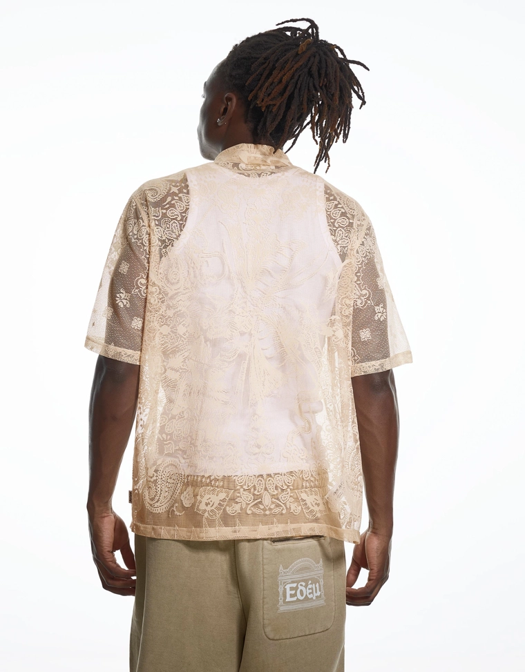 Кружевная рубашка с короткими рукавами ARIES X BERSHKA