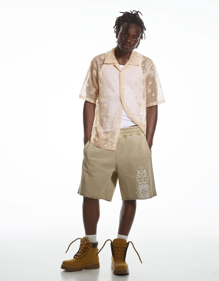 Кружевная рубашка с короткими рукавами ARIES X BERSHKA