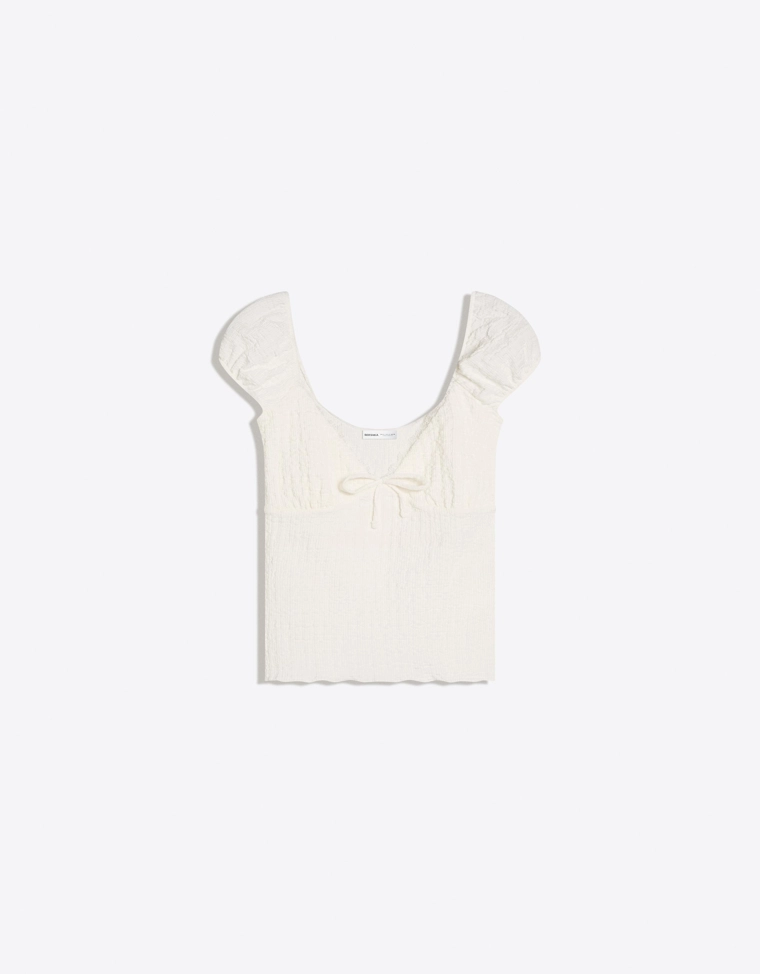 Футболка из рифленого трикотажа с короткими рукавами