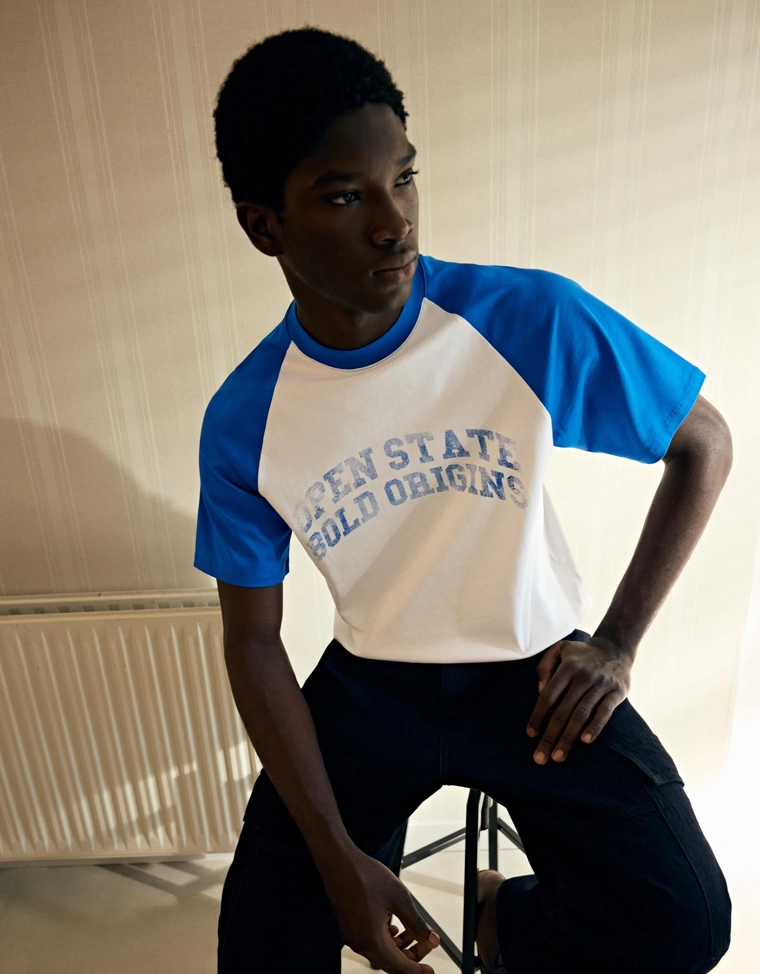 Футболка реглан с принтом