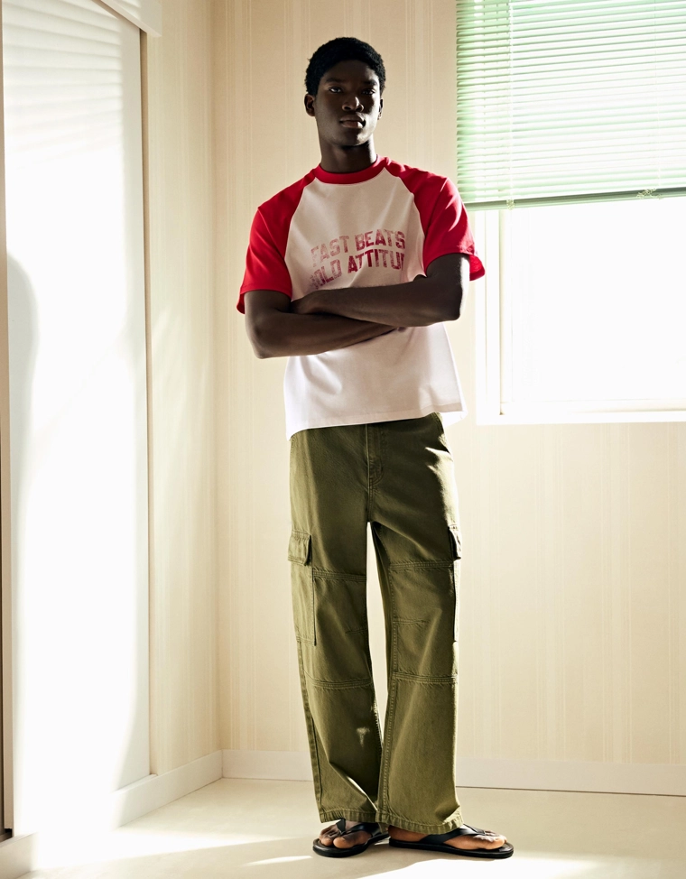 Футболка реглан с принтом