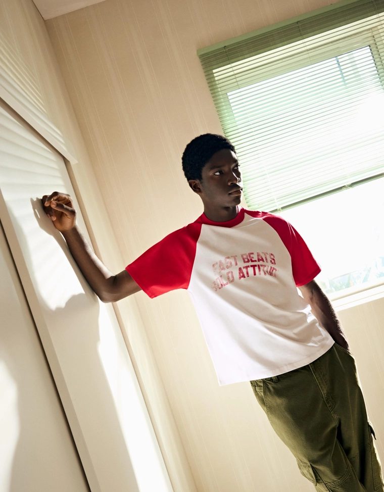 Футболка реглан с принтом